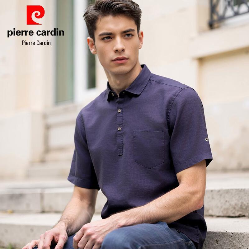 Мужская льняная рубашка-поло с коротким рукавом Pierre Cardin