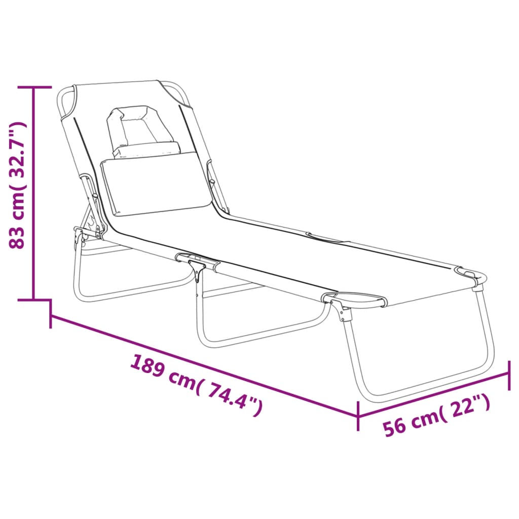 Folding Sun Lounger Oxford Fabric & Powder Coated Steel