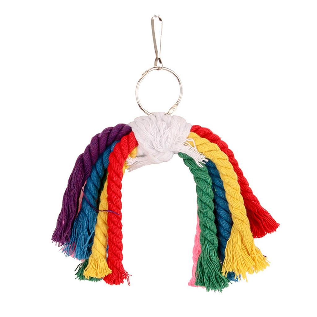Colorful Cotton Rope Parrot Chewing Toy for Cage Entertainment and Beak Grinding Bird Cage Climbing Tearing Rope Toy
