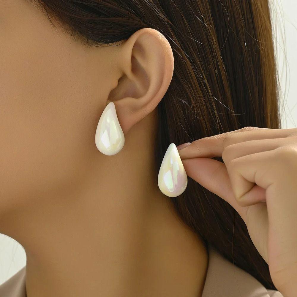 Zinc Zinc Alloy Chubby Stud Earrings Geometric Pearls Earring Sweet Water Drop Ear Stud Women
