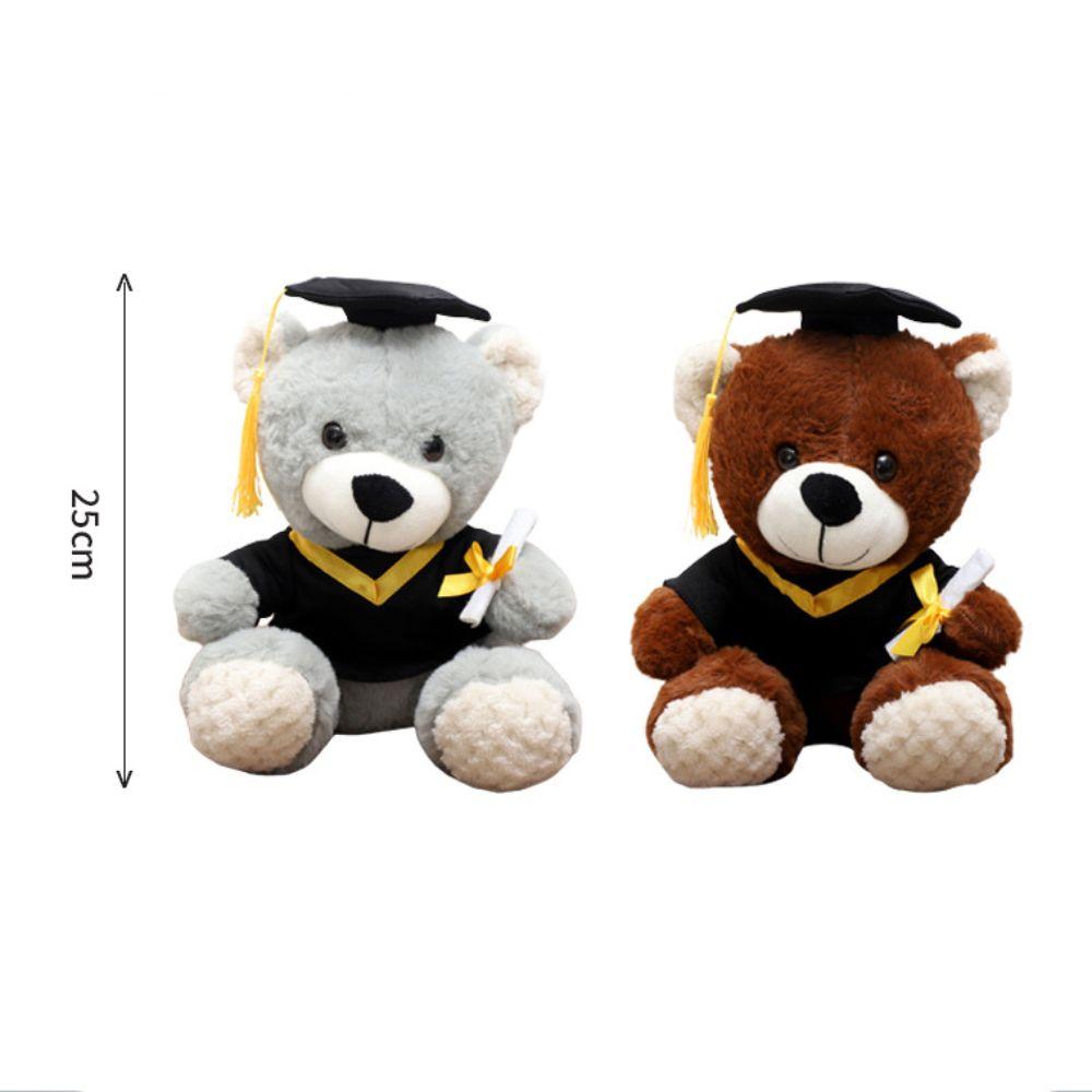 Stuffed Soft Graduation Bear Doll 25cm Sitting Bear Doll New Plush Dr. Bear Graduation Gift