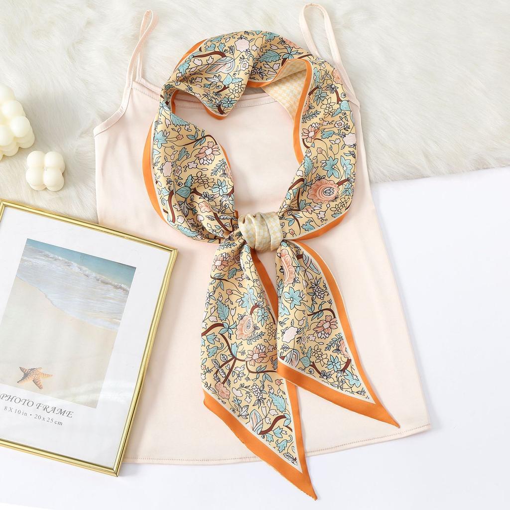 New Simulation Silk Long Scarf Fashionable Versatile Suit Double-Layer Scarf Decorative Bag Wrapped With Professional Scarf For Women