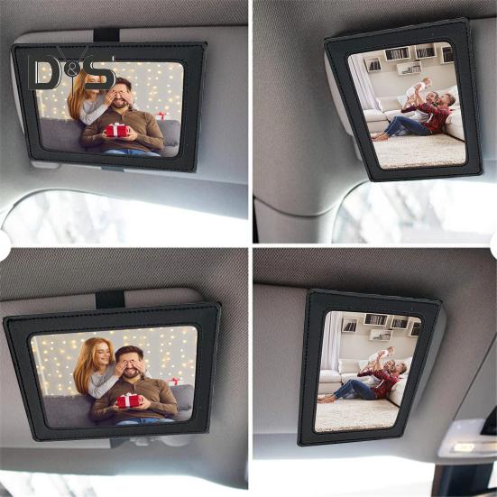Car Picture Frame Faux Leather Vehicle Sun Visor Photo Holder for Car Display Your Photographs Both Vertically And Horizontally