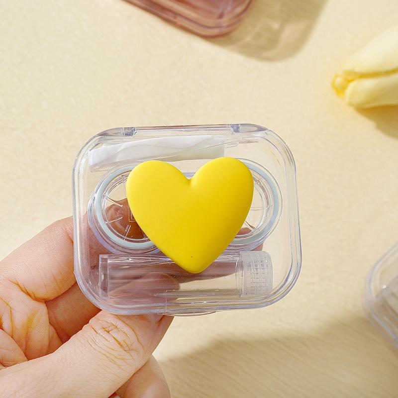 1 шт., чехол для контактных линз в форме сердца, прозрачный цветной контейнер для ухода за глазами, женский чехол для контактных линз для путешествий, мини-футляр для контактных линз