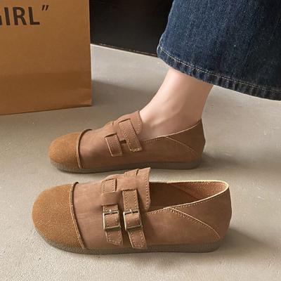 2024 осенняя обувь класса люкс двойные ковши Мэри Джейн балетки ретро женские мокасины из флока нескользящие туфли для вождения на плоской подошве для мам
