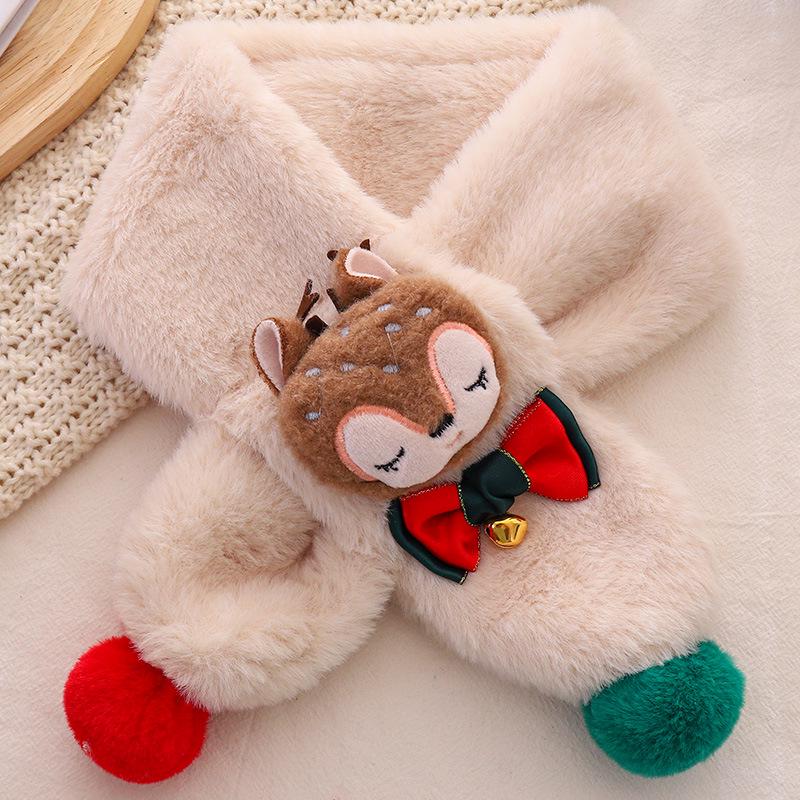 Kids' Christmas Cartoon Scarf: Warm Faux Rabbit Fur Neck Warmer – Cute Winter Gift for Baby & Toddler