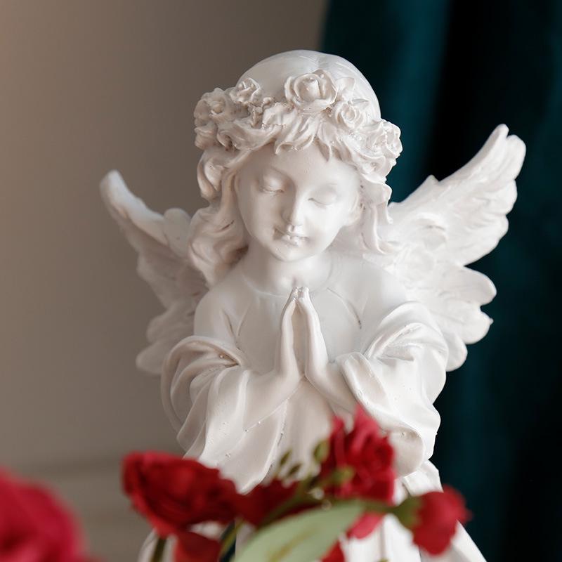 Nordic Angel Girl Sculpture - Resin Figurine for Living Room Décor