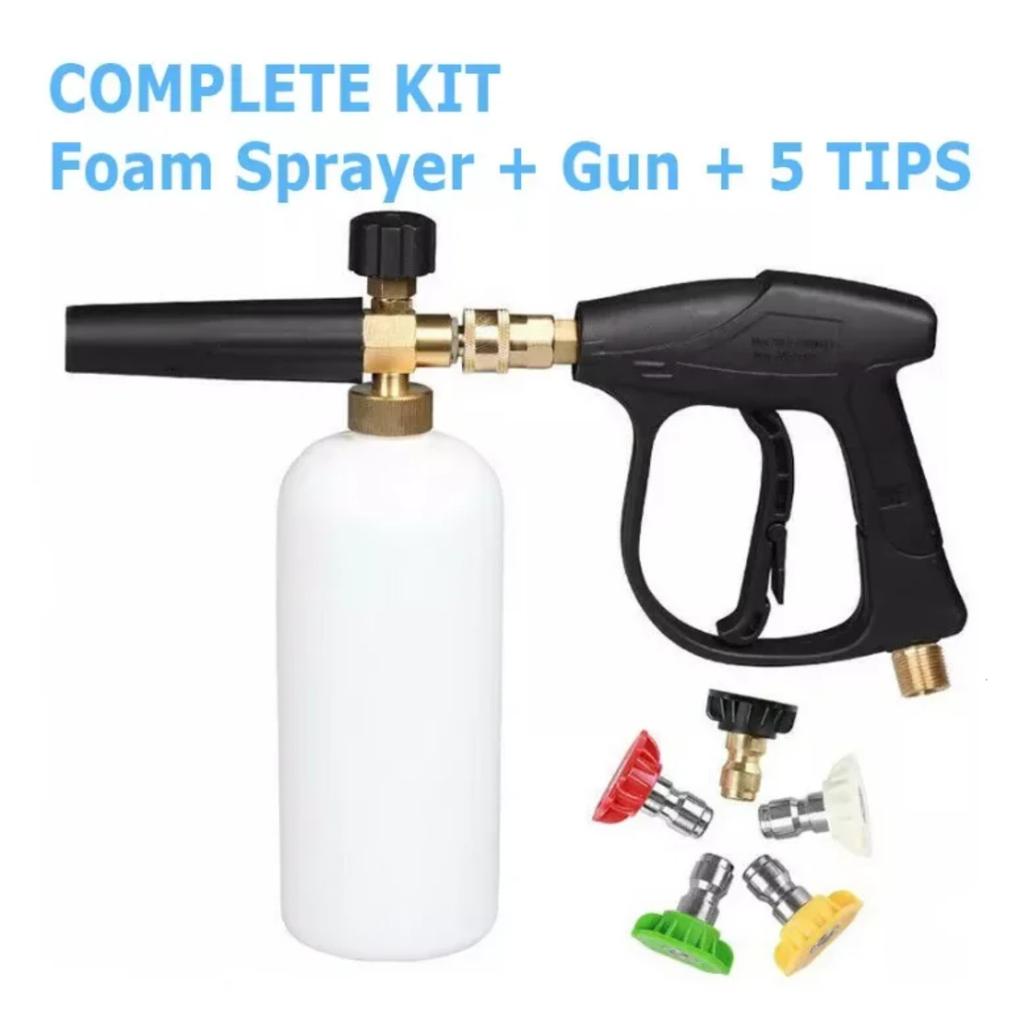 High Pressure Car Wash Water Gun Aluminum Core Quick Insertion FiveColor Fan Shaped Nozzle Union Nozzle Car Washing Gun M22-14