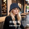 Autumn and Winter Imitation Lamb Wool Bucket Hat Three-dimensional Hat Type Small Face Thick Warm Lock Gentle Soft Versatile