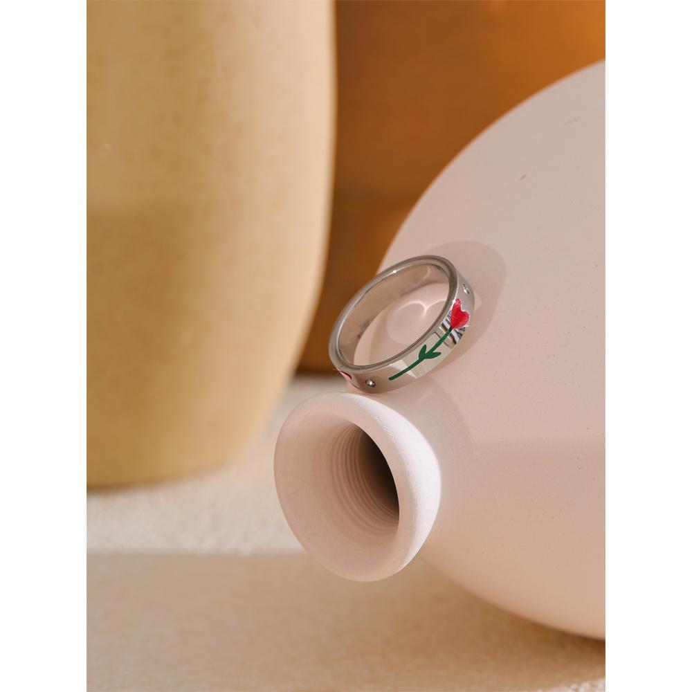 Eetit 6789# Нержавеющая сталь Эмаль Цветок Сохранение Цвета Модное Кольцо Новый Стиль Водонепроницаемый Шарм Изысканные Ювелирные Изделия