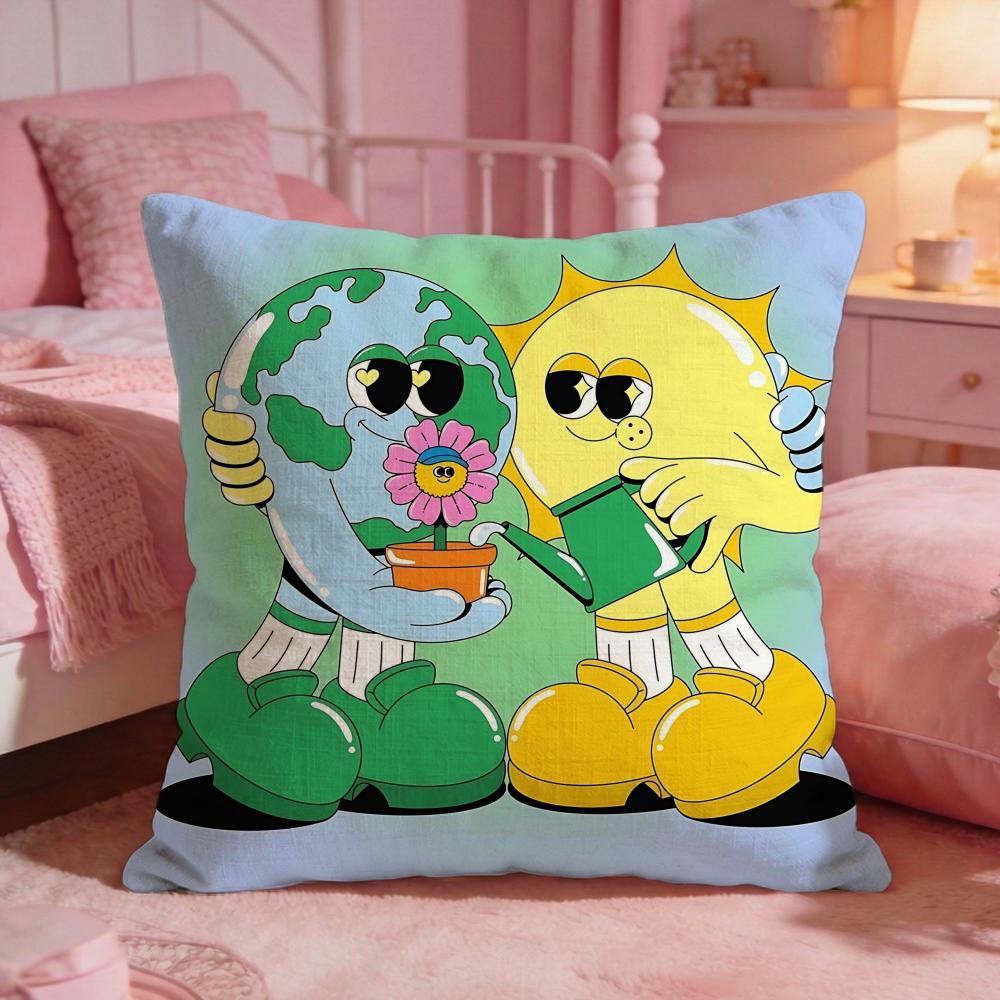ArtCartoon Big EyesS Cushion Cover Premium Comfort Reversible Pillow Cove Two in One Design for Any Room  Car Interior
