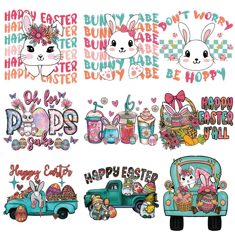 Пасхальный день, термонаклейка для одежды, термопресс, аппликация, футболка, железная нашивка, кролик, сделай сам, швейные поделки