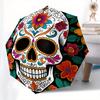 Sugar Skull, Day of the Dead Theme 8 Bone Hand Automatic Folding Umbrella, Compact and Portable Design, A Perfect Gift for Birthday, Christm