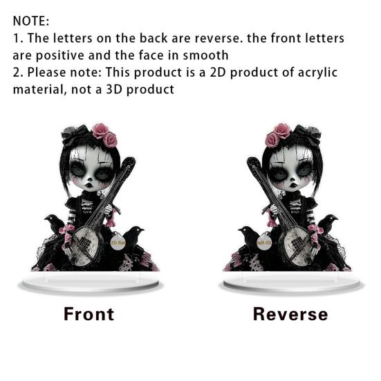 Halloween Ghost Witch Table Sign with Base 2D Flat Acrylic Spooky Female Ghost Decoration Holiday Party Home Office Desktop Ornament