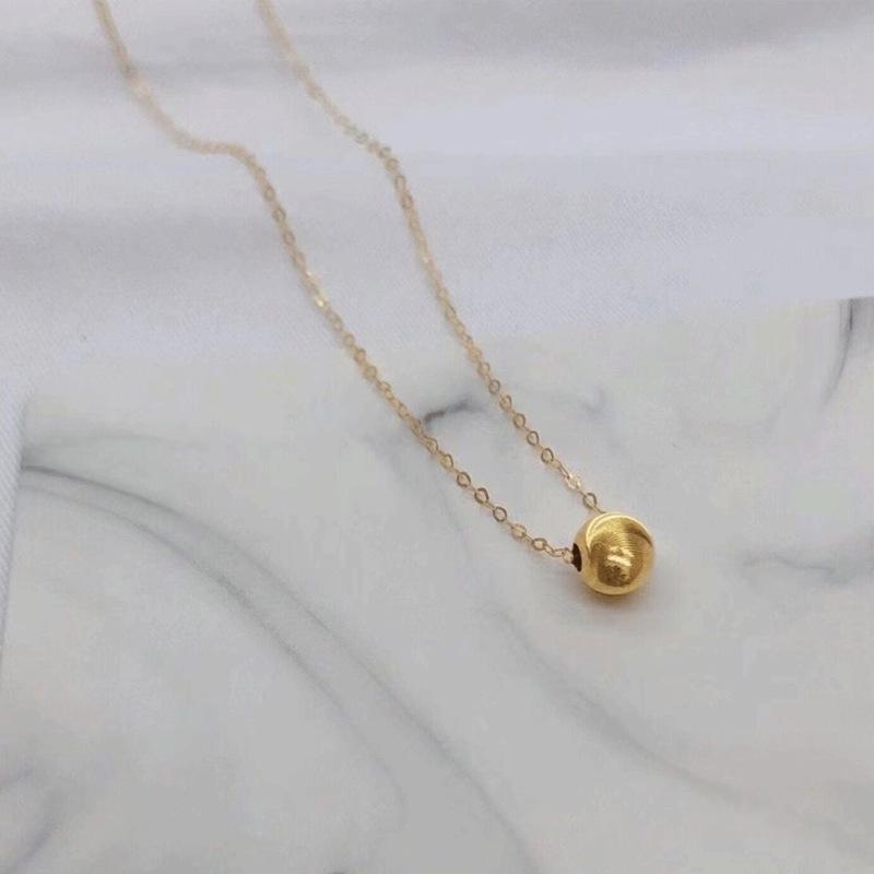 Корейское Простое Модное Круглое Бусины Ожерелье для Женщин - Покрытая 18K Золотом Титановая Сталь Ключичная Цепочка, Модный Аксессуар