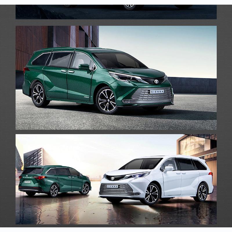 1:24 масштаба Toyota Sienna MPV, модель автомобиля из сплава, литье под давлением, металлическая игрушка, модель коммерческого автомобиля, имитация звука, свет, коллекция, детские подарки