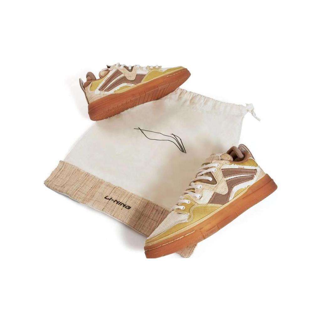 Li Ning Weiw Pro Hemp Fabric Leather Retro Удобные Универсальные Нескользящие Амортизирующие Износостойкие Низкие Кроссовки Для Скейтбординга Мужские Кроссовки AECS043-1