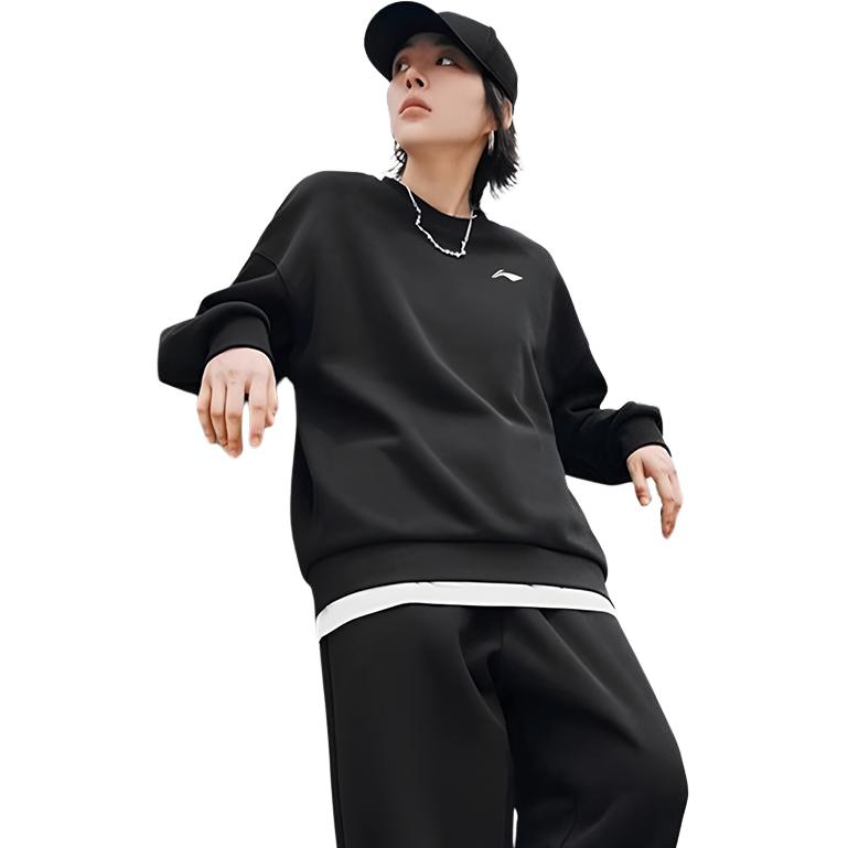 Li-Ning Пуловер без капюшона Спортивный Повседневный Удобный Свитшот с круглым вырезом Мужской свитшот AWDE252-1