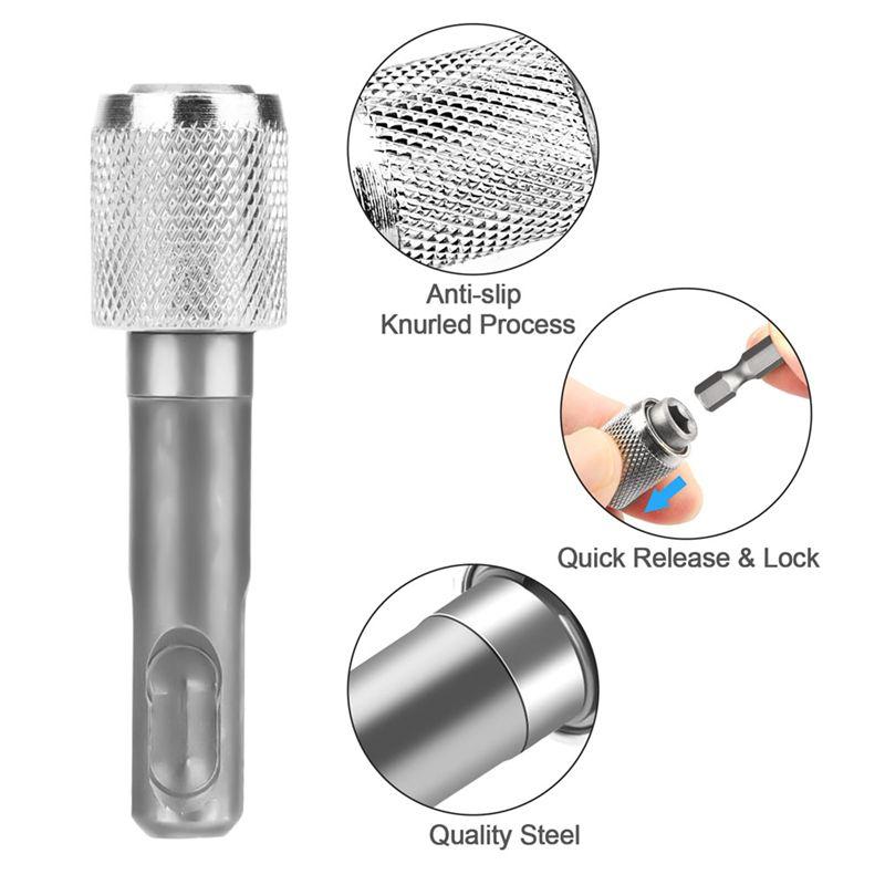 AEE4-5PCS SDS-Plus Drill Chuck Adapter, SDS Plus Bit Adapter To 1/4 Inch 6.35Mm Hex Socket Steel Drill Holder, Drill Bit