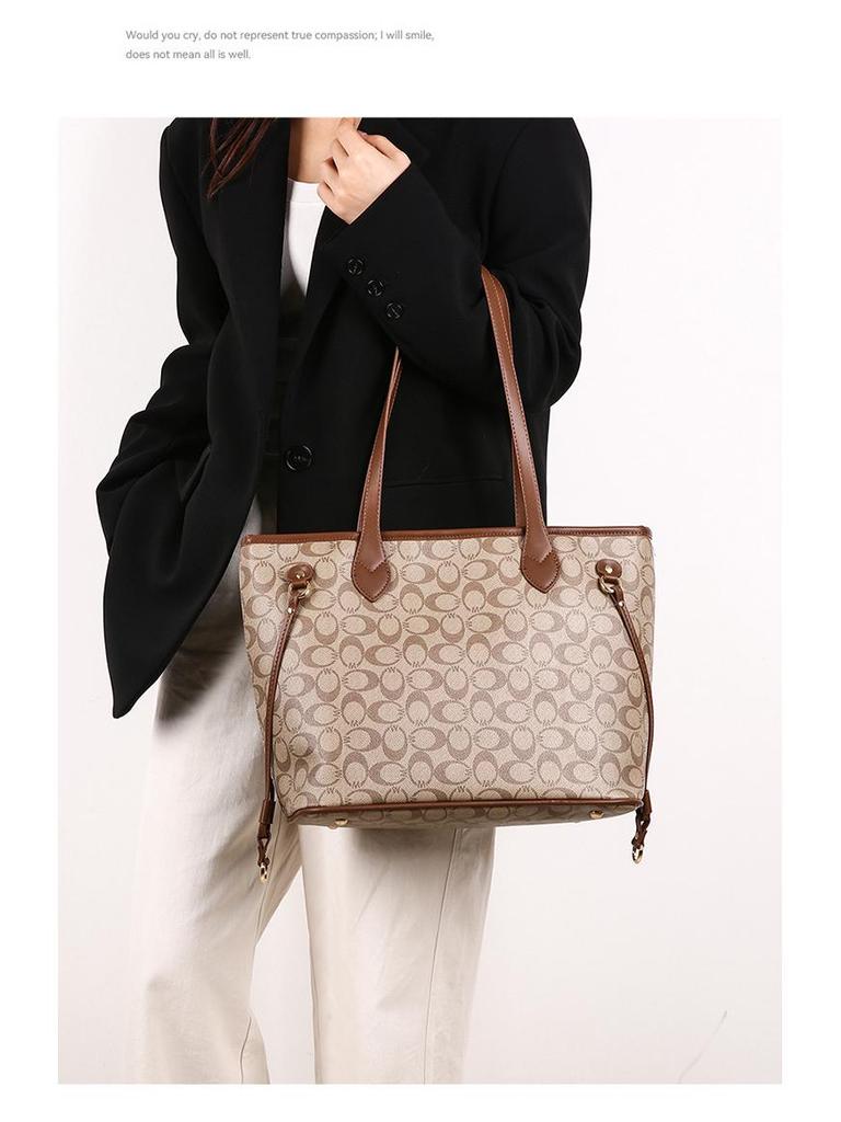 Women's Large Capacity Monogram Tote & Crossbody Handbag
