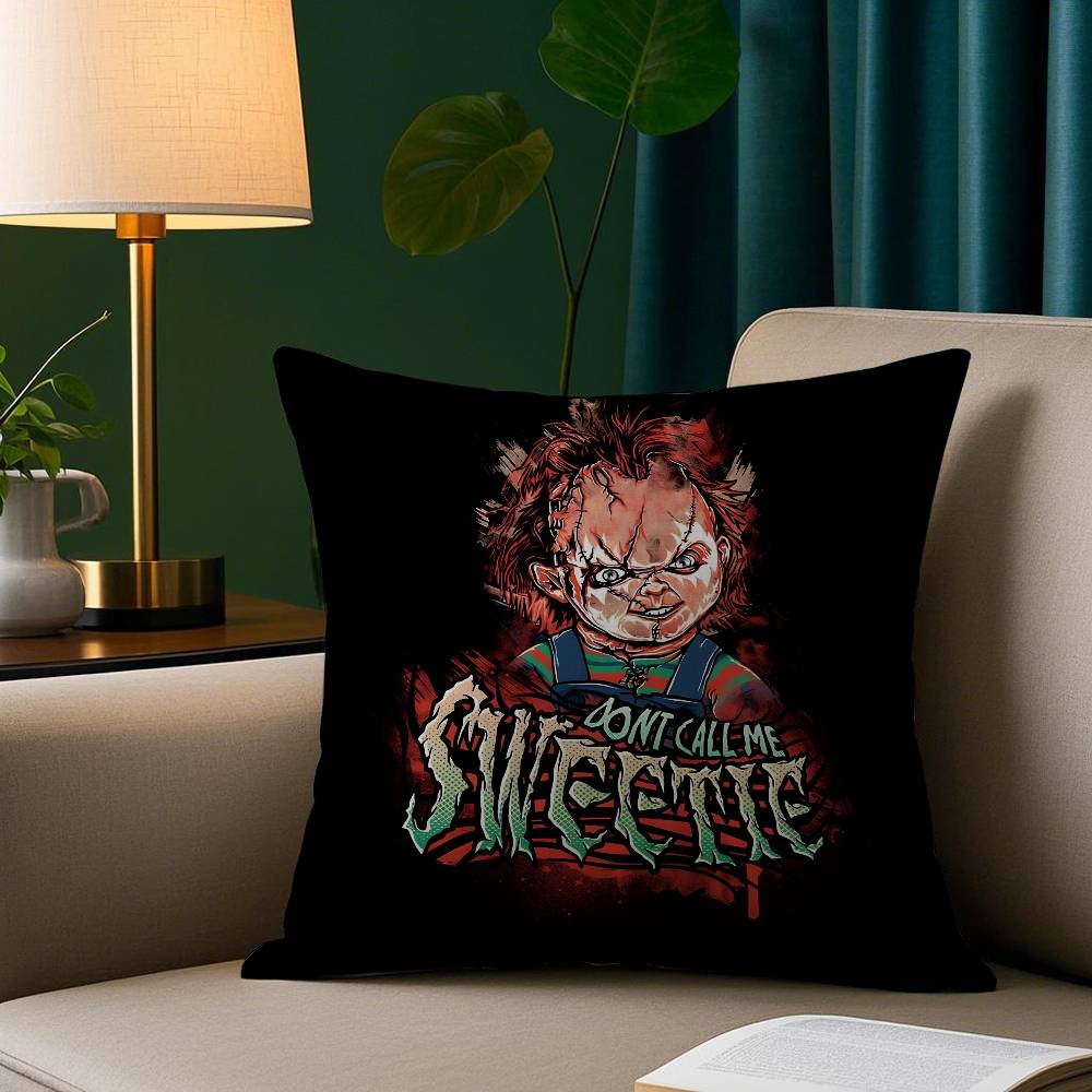 cChucky Horror Pillow Case Short Plush Print Cushion Cover Square Throw Pillow Covers Sofa Home Decor
