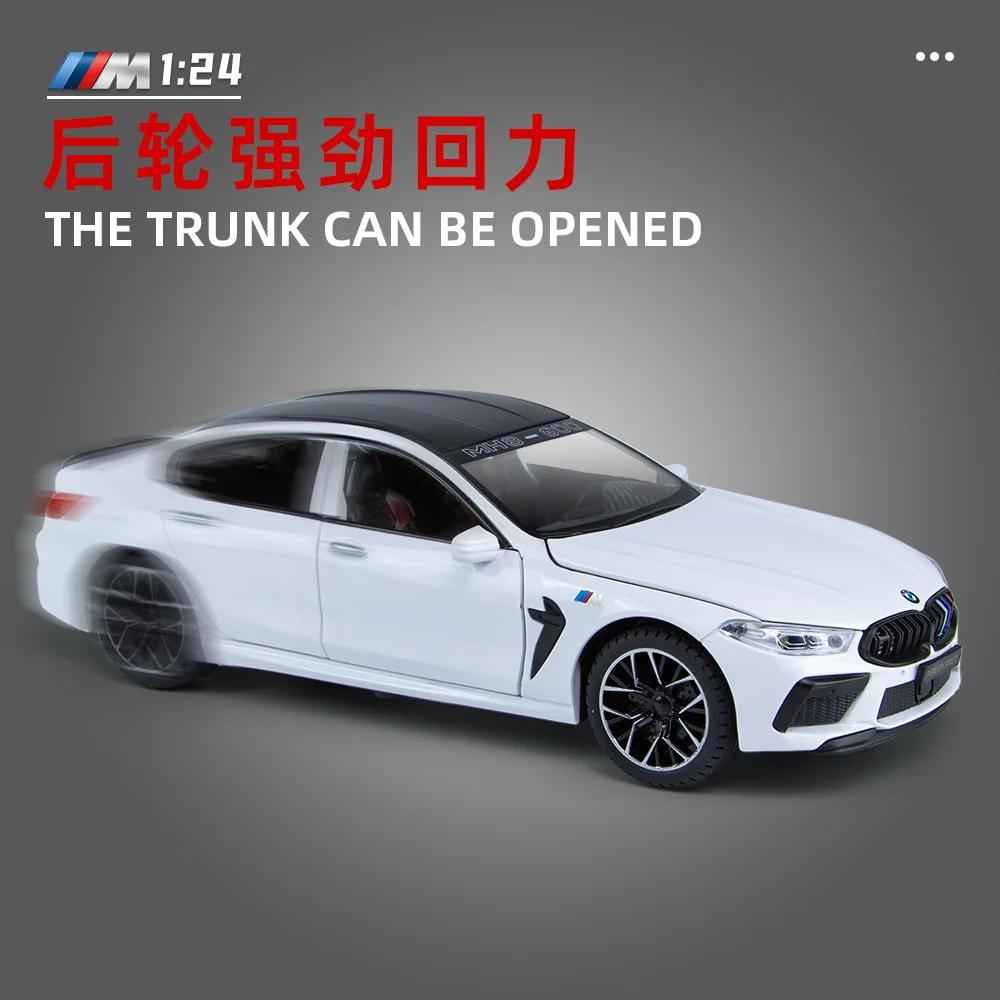 1:24 BMW M8 MH8 800 MANHART Литая металлическая модель автомобиля Сплав Игрушечные транспортные средства Модель автомобиля Звук и свет Высокая симуляция Детский подарок