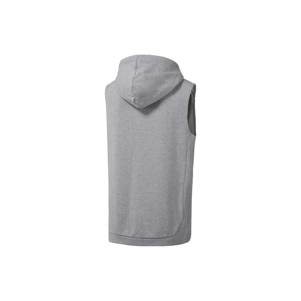 Reebok Solid Color Hooded Sleeveless Sweatshirt Men Sweatshirt Gray D96029