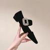 French Rhinestone Square Buckle Leather Mary Jane Single Shoes Women's Spring New Models Are Beautiful Square Head Small Heels Ladyshoes