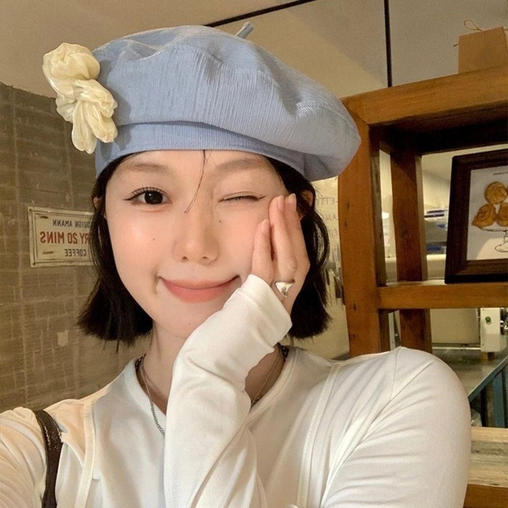 Versatile Painter Hat French Style Artist Cap Breathable Flower Beret  Holiday