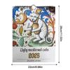 Ежемесячный настенный календарь с кошками 2025 года, уродливый средневековый календарь с кошками, органайзер, ежедневный календарь для любителей кошек, планировщик расписания, украшение дома