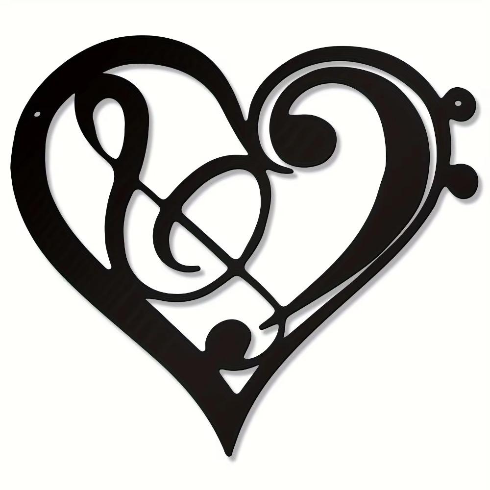 Heart Metal Music Wall Decor - Винтажное искусство музыкальных нот, элегантная настенная вывеска для музыкальной комнаты, идеальная настенная наклейка