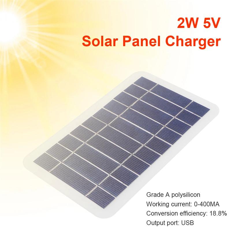 2W Solar Panel With Usb Waterproof Outdoor Hiking And Camping Portable Battery Mobile Phone Charging Bank Charging Panel 5V
