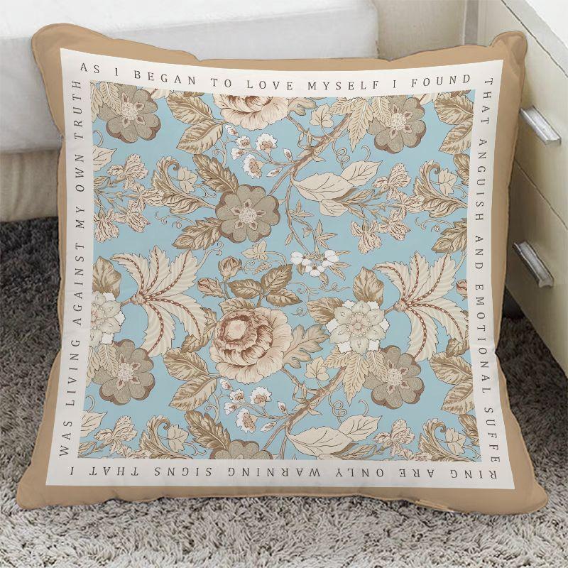 Light Luxury Pillow Retro Square Flower Decoration Sofa Ornaments Pillowcase New Chinese Style Removable and Washable Pillow Cushion