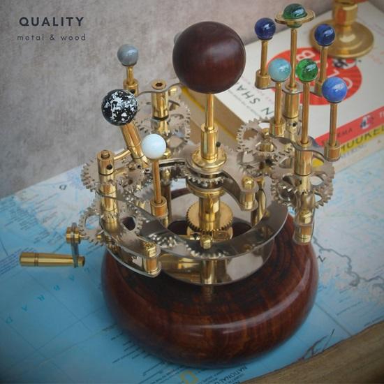 25.4 Cm Orrery, Piece for Book Shelves Brass and Steel Orrery A Functional Model of the Solar System with Planets