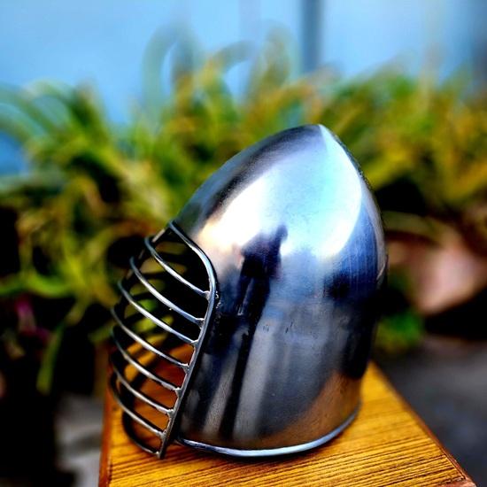 Knight Bar Grill Steel Helmet: Medieval SCA Battle Cosplay