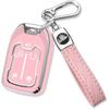 QBUC for GMC Key Fob Cover with Keychain Chrome Silver Trim Soft TPU Protection Case Compatible with GMC Acadia Sierra Terrain and Chevy Silverado