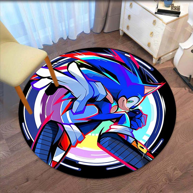 Sonic Printed Round Rug Carpet Chair Rug Area Rug Entryway Doormats,for Office Chair Living Room Bedroom Kitchen Room.