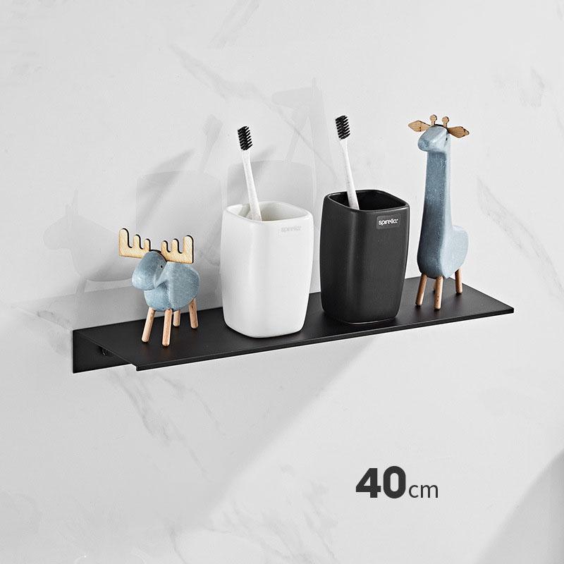 30-50cm Wall-mounted Bathroom Shower Shelf Black/White Wash Gargle Storage Rack Holder Toilet Organize Aluminum Bathroom Shelves