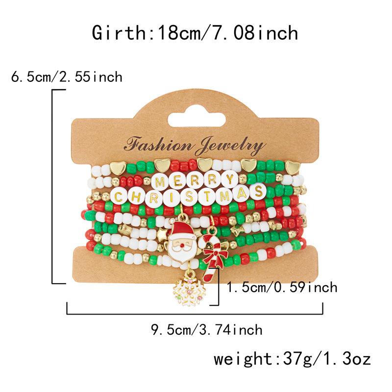 Clay Crystal Christmas Bracelet Set for Women Drip Glaze Christmas Color Alphabet Letter Beads Bracelet Kit Women Girls New Year Jewelry Accessories