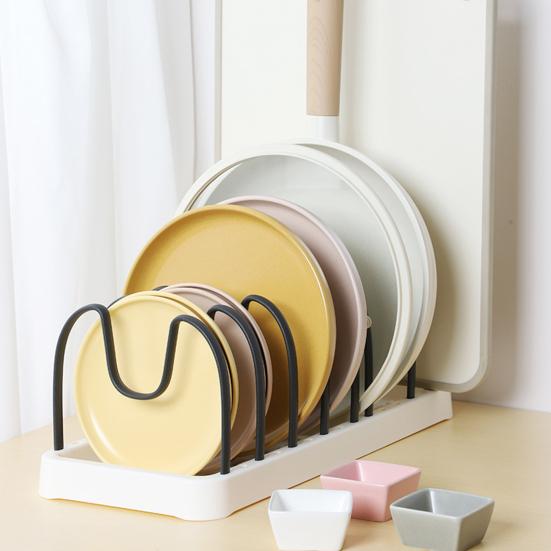 Настольная сушилка для посуды, стойка для крышек от кастрюль, органайзер для крышек от сковородок с регулируемыми отделениями для выпечки и тарелок, для шкафа, кухонной столешницы