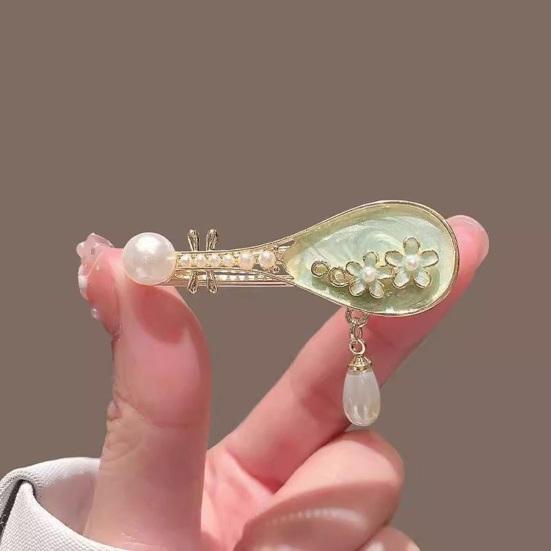 1/4 шт. Женские заколки для волос с искусственным жемчугом, цветочным дизайном, надежной фиксацией, шпильки для волос в форме лютни, аксессуары для формальной прически