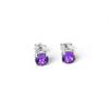 RoundAmethyst Gemstone Studs, 925 Silver Small Earrings, Gift for daughter