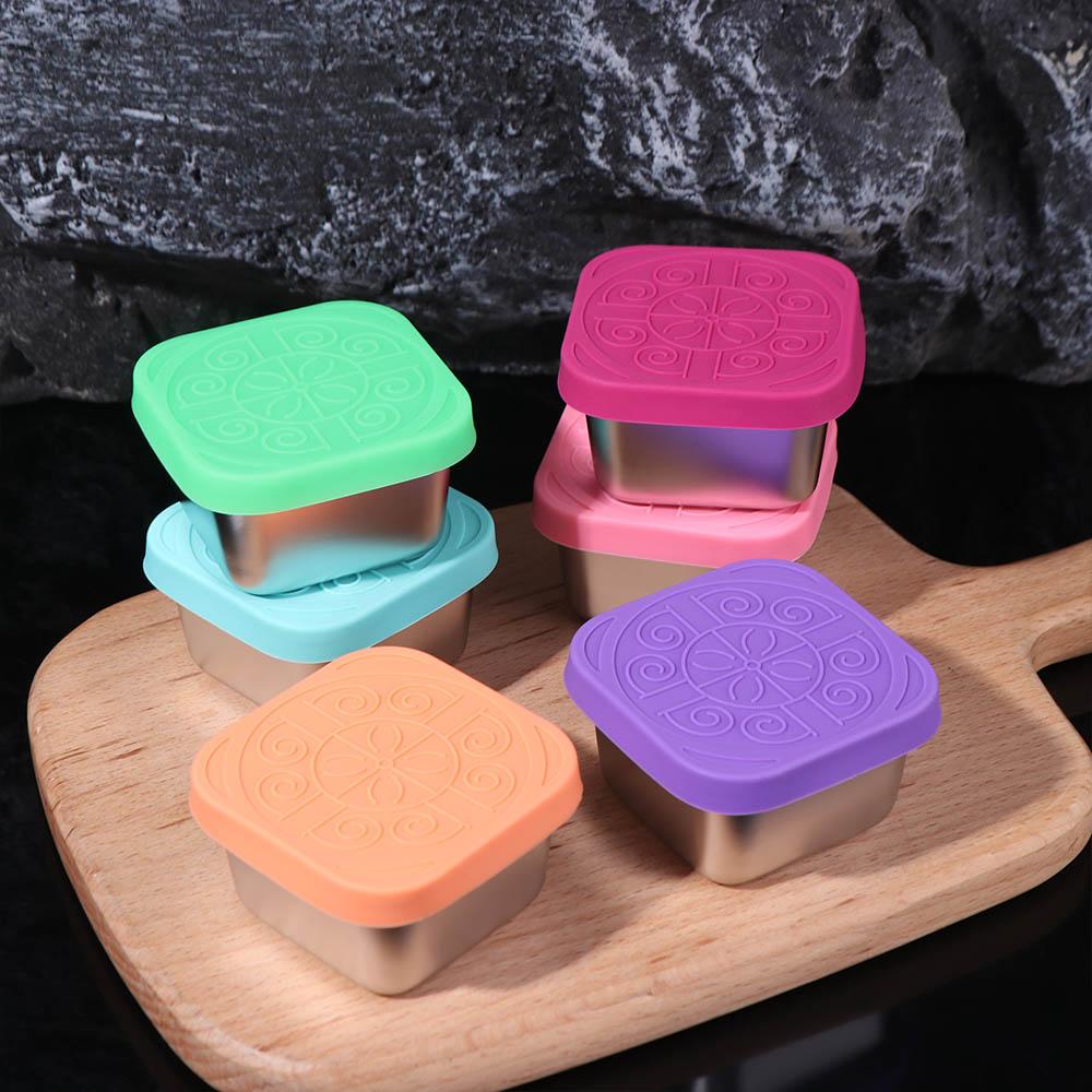 6pcs 304 Stainless Steel Sauce Cup Leak-proof Seasoning Container Salad Dressing Cup Worker