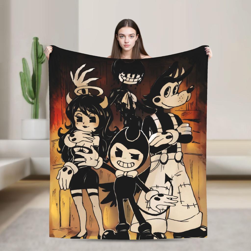 Bendys Horror Game Inked Machines Flannel Fashion Blanket Puzzle Vintage Throw Fashion Blanket for Home Hotel Sofa 200x150cm Ultra-Soft