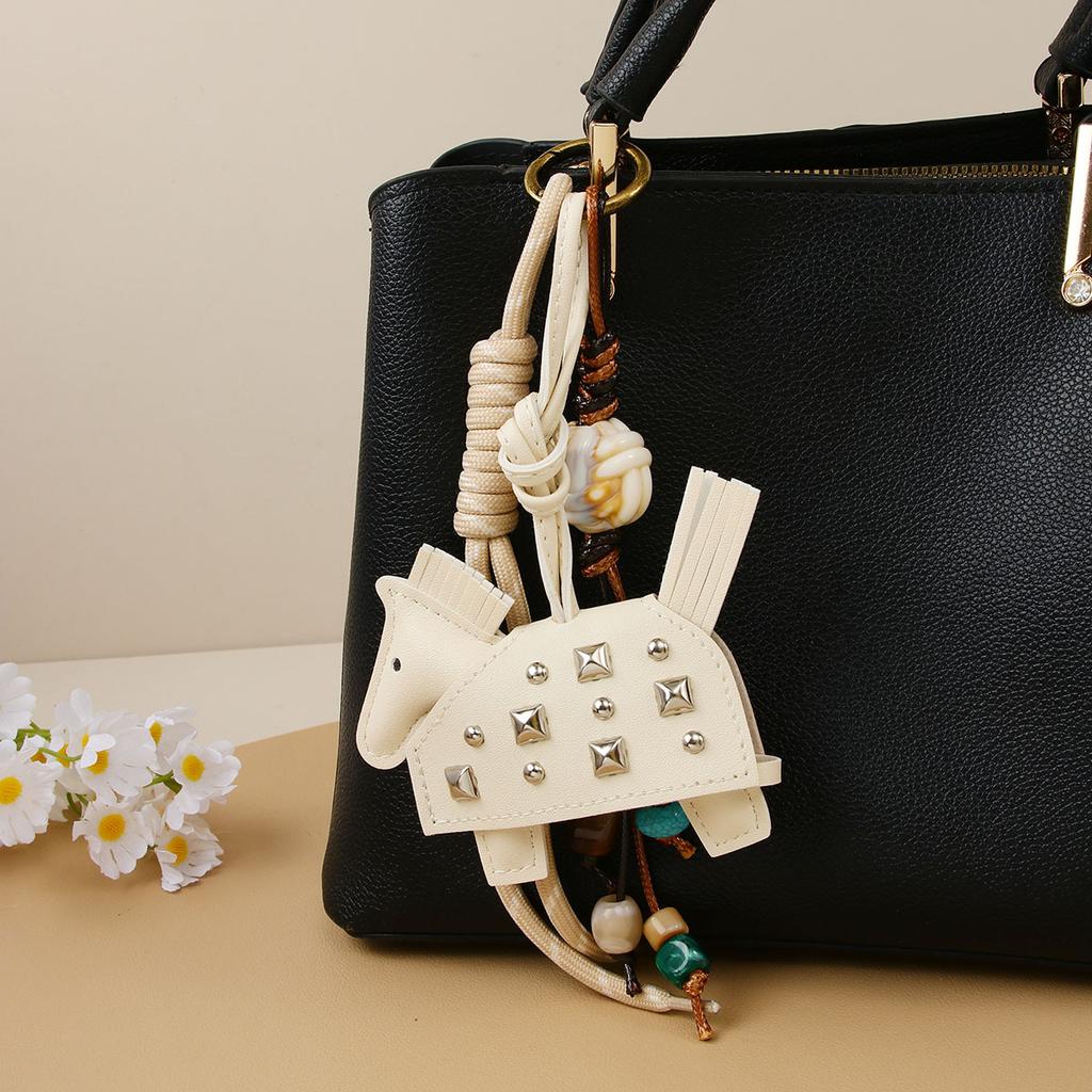 Fashion Pony Pendant,Car Pendant,Key Pendant,Soft Genuine Leather New Rivets War Horse Bag Pendants,Decoration Gift Bag Charm