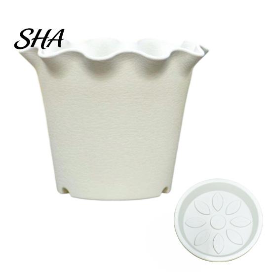 Leakage Proof Balcony Pots Large Flower with Drainage Holes And Tray Saucers, Ruffled Edge Planter Lightweight Durable Resin for Indoor Outdoor