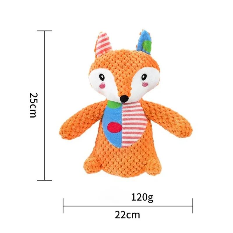 Patchwork Pet Plush Squeaky Toy Bite-Resistant Dog Chew Toy Interactive Elephant Fox Rabbit Doll