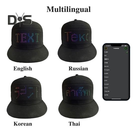 Светодиодная пиксельная крышка для экрана RGB Цветная светодиодная крышка для экрана Подключение к приложению Съемный экран USB-зарядка Дисплей Сообщение Кепка Регулируемая пряжка Кепка для вечеринки