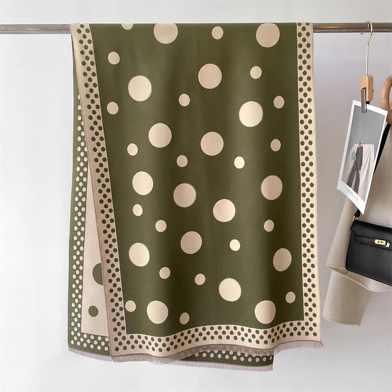 Women Winter Cashmere Scarf Dot Pashmina Luxury Brand Shawls and Wraps Bufanda Hijab Travel Stoles Echarpe Warm Blanket