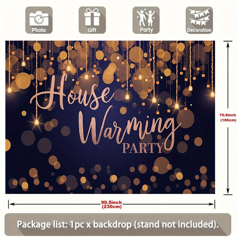 1 black and gold housewarming party background - polyester banner, golden bokeh design and festival, home decoration